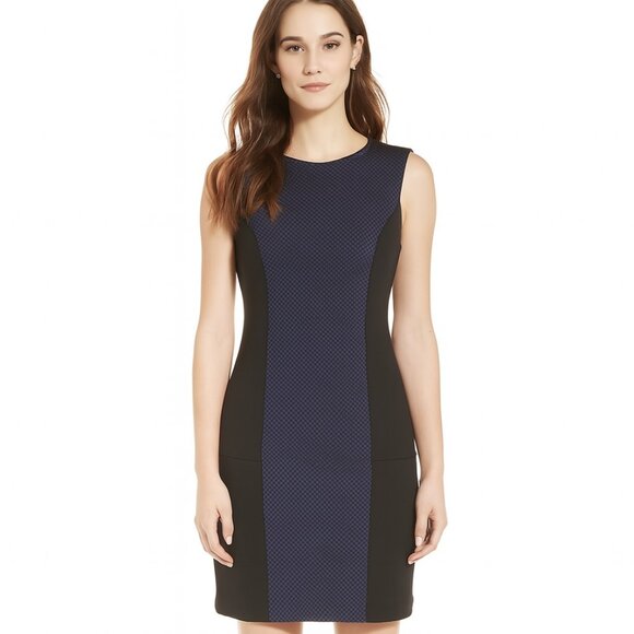 Daisy Fuentes Fit and Flare Dress - Black and Blue - Size 10 - Picture 1 of 10